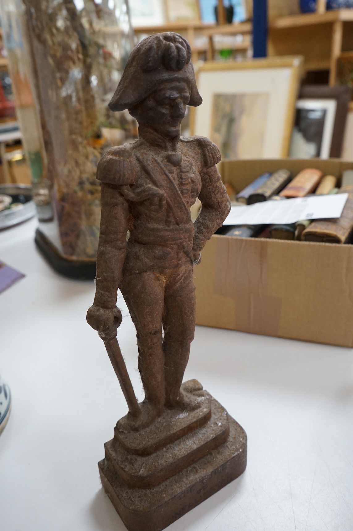 A cast iron Duke of Wellington door stop, 40cm high